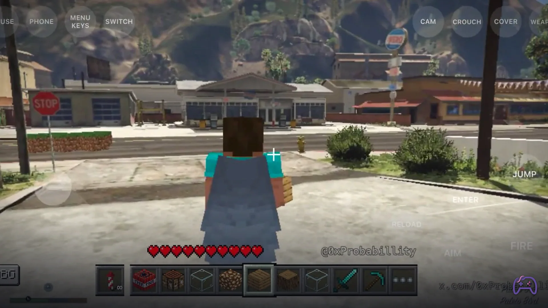 Модер поместил Minecraft в GTA 5 на iPhone с летающим Ender Dragon