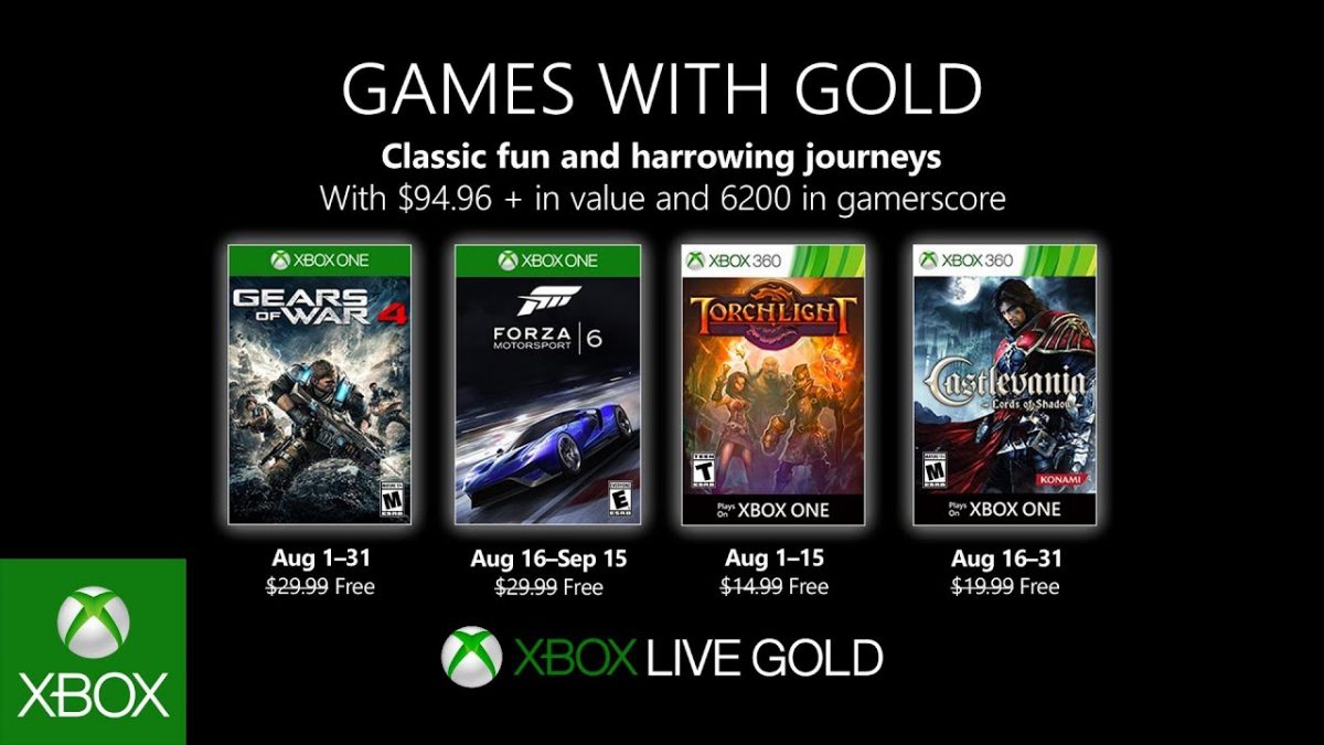 Gears 4, Forza 6 и еще две игры будут бесплатны для Xbox Games Gold